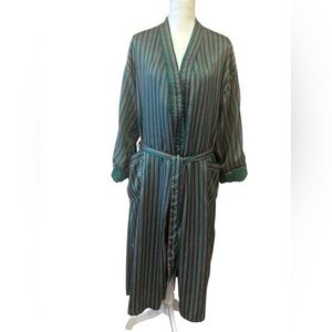 Victoria’s Secret Emerald Green Striped Vintage Gold Label Robe Belted Cozy M/L